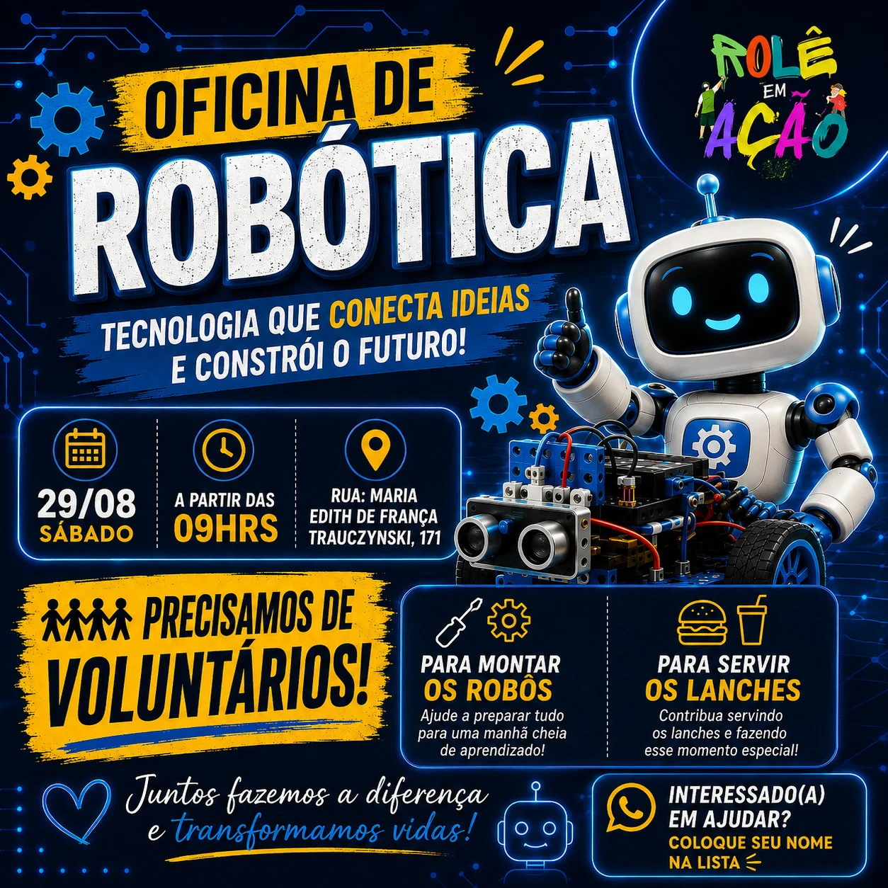 Oficina de Robótica do Rolê em Ação em 29 de agosto de 2026